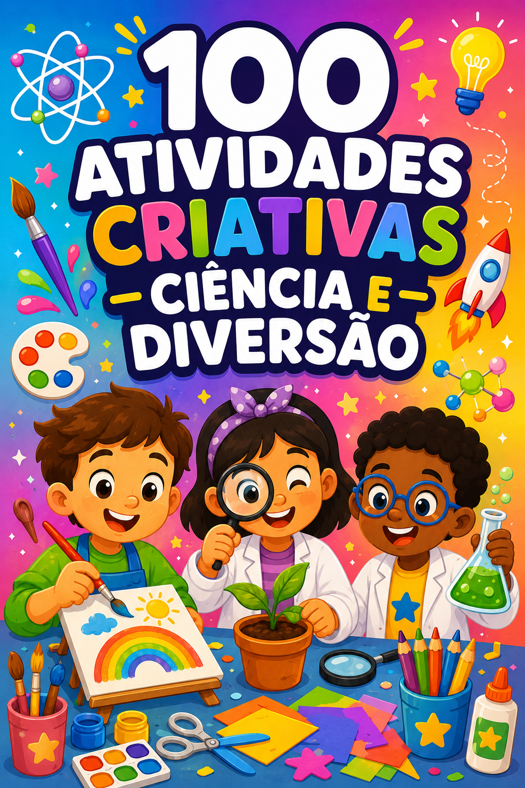 Capa do bônus 5: Guia de 100 Atividades Criativas — Ciência e Diversão